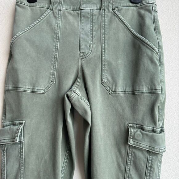 Spanx Cargo Pants Womens Size Large Green Stretch Twill Ankle 29311R Compressive - Picture 2 of 10